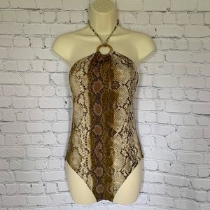 Michael Kors Printed Logo Ring Swimsuit NWOT